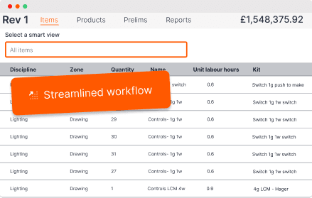 Projects dashboard in Countfire